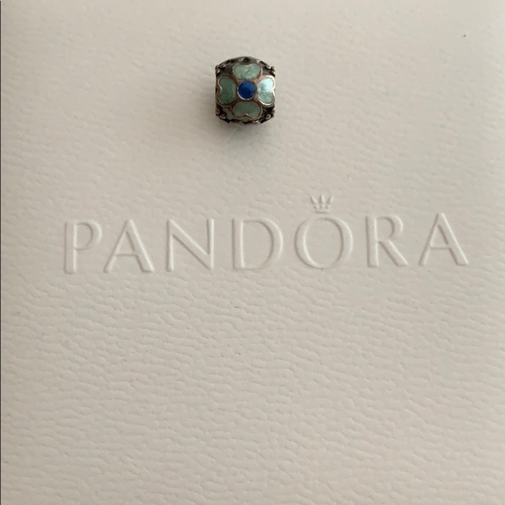 Pandora Green and Blue Enamel Daisy Flower Charm